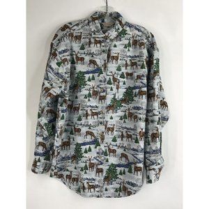 GotcHa Covered Womens Button Down Shirt Size‎ Medium M Deer Elk Stag Winter VTG